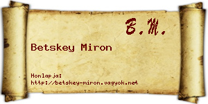 Betskey Miron névjegykártya